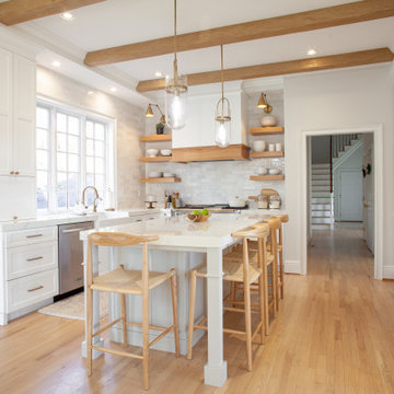 Transitional Kitchen Featuring Rift Cut Oak Accents