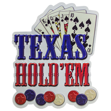 Texas Hold'em Embossed Metal Wall Decor Sign