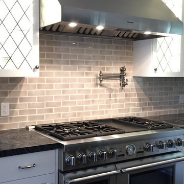 Thermador Steam Convection Range & Hood with lights on
