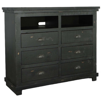Willow Distressed Media Chest, Distressed Black