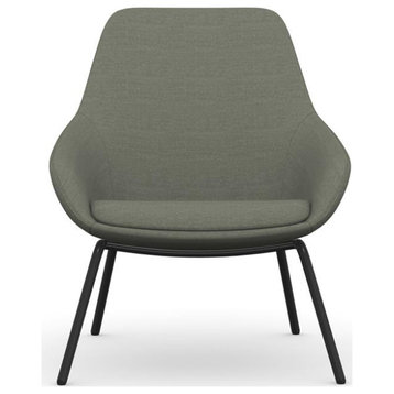 Bowery Hill 16" Modern Fabric and Metal Lounge Chair with 4 Metal Legs in Green