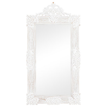 French Country White Wood Wall Mirror 560796