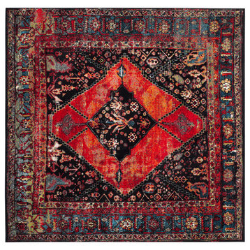 Safavieh Vintage Hamadan Collection VTH217 Rug, Orange/Multi, 6'7" Square