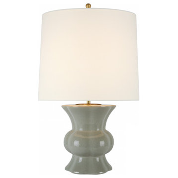 Lavinia Medium Table Lamp, 1-Light, Shellish Gray, Linen Shade, 27.75"H