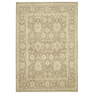 Rug N Carpet - Handwoven Oriental 9' 4" x 13' 7" Decorative Beige Oushak Rug