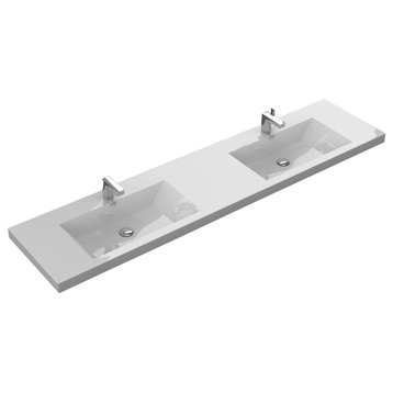 Alma Integrated White SinkS, 72"