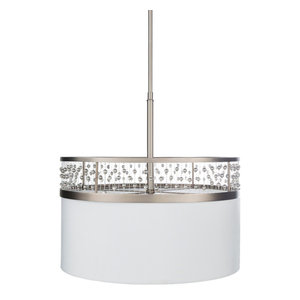 3x60W Multi Light Pendant w// Matte Nickel Finish /& Brush Paited Glossy White Interior