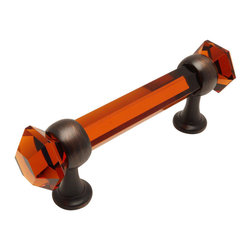 Cosmas - Cosmas 6393ORB-A Oil Rubbed Bronze With Amber Glass Cabinet Cup Pull - Cabinet And Drawer Handle Pulls