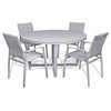 Outdoor Patio Furniture Aluminum Gray Frosted Glass Round Dining 5-Piece Set