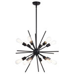 Vaxcel - Estelle 27.5" 12 Light Pendant Matte Black - Mid-century meets modern with this timeless and uniquely artistic sputnik light fixture from the Estelle ceiling light collection. This hanging pendant light will add elegance and drama to your dining room, living room, foyer, kitchen, or bedroom. The perfectly balanced open design concept modernizes this chandelier for today's on-trend decors while providing maximum light output. Also available in multiple configurations, sizes, and finishes that will complement any space.