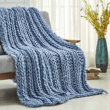 Jamilah Channel Knit Throw, Light Blue, 50"x70"