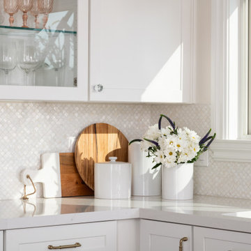 Mosaic Mother of Pearl Backsplash Design in Kitchen Remodel