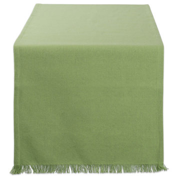 DII Solid Bright Green Heavyweight Fringed Table Runner