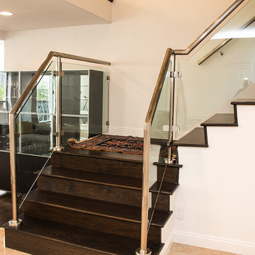 Glendale - Glass Railing on Staircase Leading to New Loft