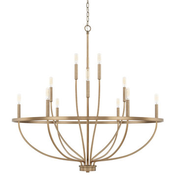 Capital Lighting 428501 Greyson 12 Light 40"W Taper Candle - Aged Brass