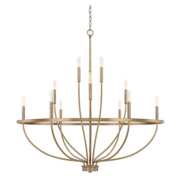 Capital Lighting 428501 Greyson 12 Light 40"W Taper Candle - Aged Brass