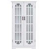 White Display Cabinet with Windowpane Glass Doors - White