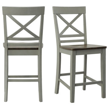 Picket House Furnishings Bedford Counter Height Side Chair Set in Gray Wood