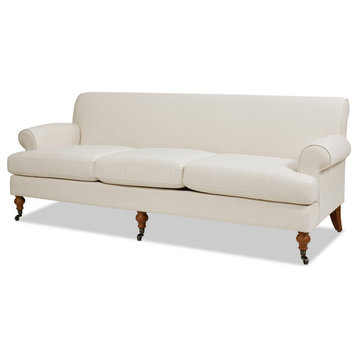 Alana Lawson Three-Cushion Tight Back Sofa, Light Beige Linen