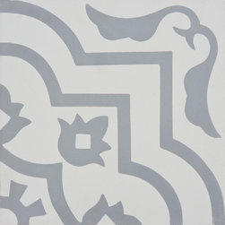 Moroccan Mosaic and Tile House - Taza Handmade Cement Tile, White/Gray, Sample - Wall And Floor Tile