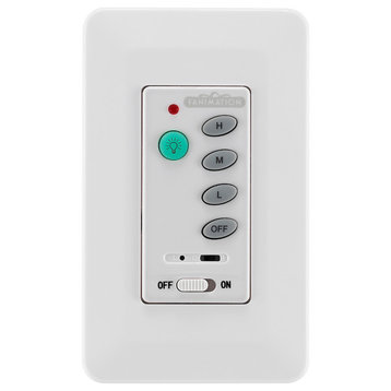 Three Speed Wall Control With Receiver Non-Reversing, Fan Speed and Light, White