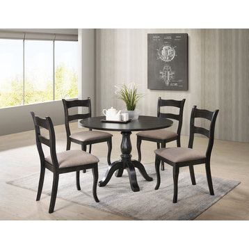 Alice Transitional Round Dining Table, Vintage Black