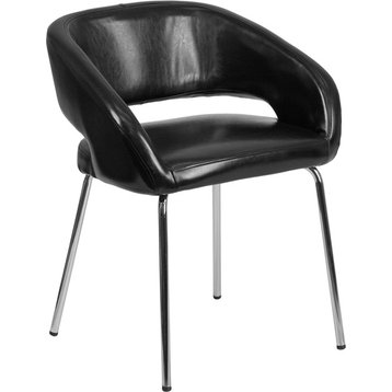 Fusion Series Contemporary Black Leather Side-Reception-Lounge Chair