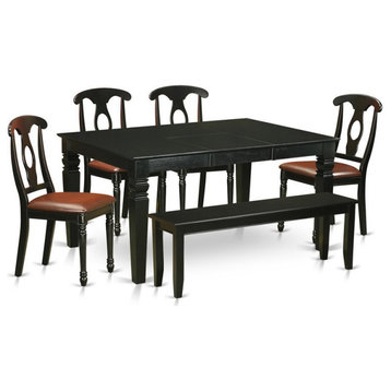 East West Furniture Weston 6-piece Wood Table and Dining Chair Set in Black
