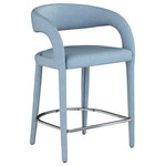 Meridian Furniture - Sylvester Faux Leather Stool, Light Blue - Modernize your home with this Sylvester light blue vegan leather stool. Featuring soft and durable light blue vegan leather upholstery, this stool offers you a comfortable and long-lasting place to sit while you dine. It's fully upholstered, giving it a solid look that is ideal for any contemporary home. Its rounded back provides upper back support, while its semi-open design makes a fashionable decorative statement that is sure to catch the eyes of anyone who joins you for dinner.