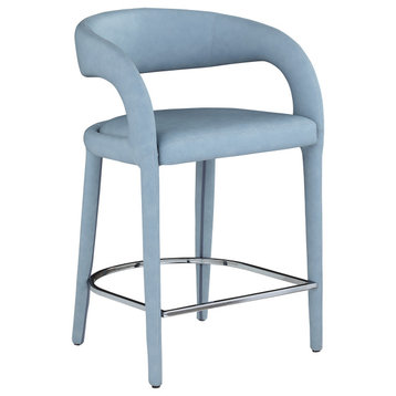 Sylvester Faux Leather Stool, Light Blue
