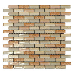 Nude Crystal Glass Mosaic Tile Brick Pattern (Glossy&Matte) - Home Decor