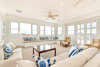 Photo of a beach style family room in Melbourne.