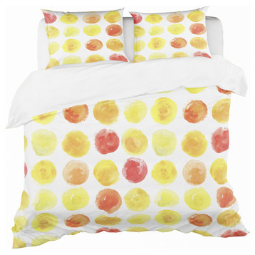 Pattern With Yellow Watercolor Spots Modern Duvet Cover, Twin