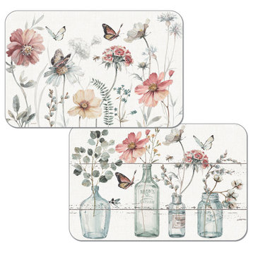 Vinyl Plastic Placemats Reversible Country Weekend Set of 4