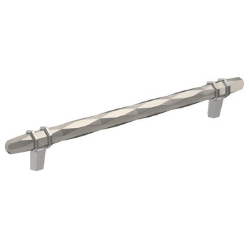 Amerock London Cabinet Pull, Satin Nickel/Polished Chrome, 8" Center-to-Center