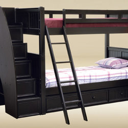 Black Bunk Bed with Stairs - Bunk Beds