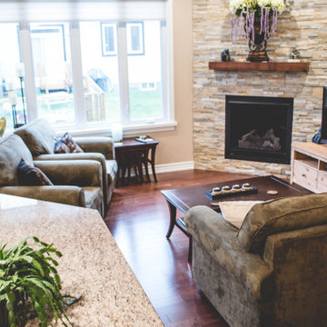 View of the living room from the kitchen island