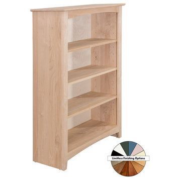 Unfinished Solid Wood Bookcase 30" W x 48" H