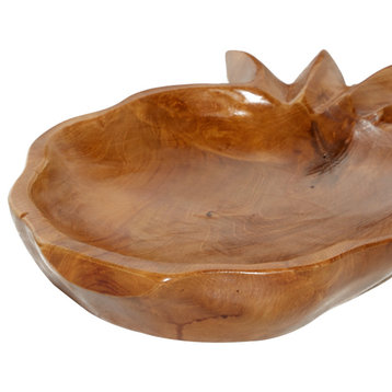 Bohemian Brown Teak Wood Decorative Bowl Set 37919