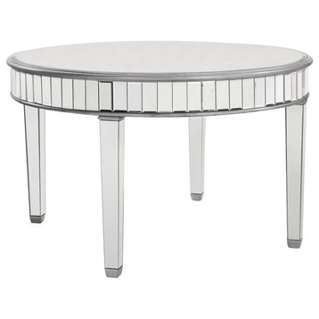 Elegant Contempo Round Dining Table Hand Rubbed Antique Silver