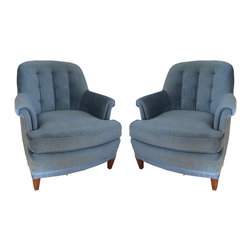Henredon Blue Armchairs - A Pair - SOLD - Armchairs And Accent Chairs