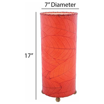 Outdoor Indoor Cocoa Leaf Cylinder Table Lamp Red