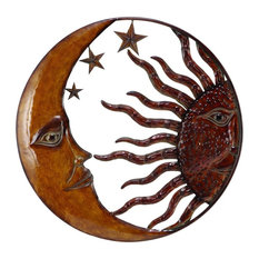 50 Most Por Southwestern Wall Decor For 2018 Houzz Woodland Imports Metal Sun Moon Wall Decor With Antique Brown Look