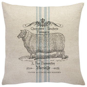 French Sheep Linen Throw Pillow