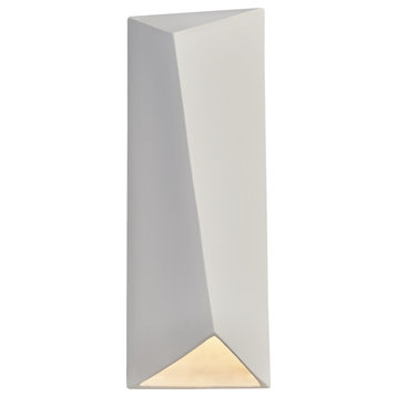 Ambiance Large LED Ceramic Diagonal Rectangle Wall Sconce, Closed Top, Bisque
