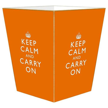 Orange Keep Calm and Carry On Wastepaper Basket