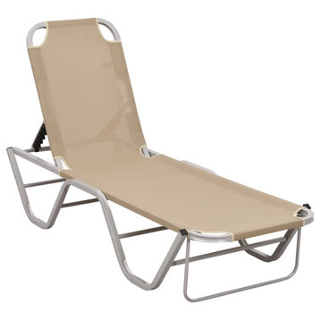 vidaXL Patio Lounge Chair Outdoor Chaise Lounge Aluminum and Textilene Cream