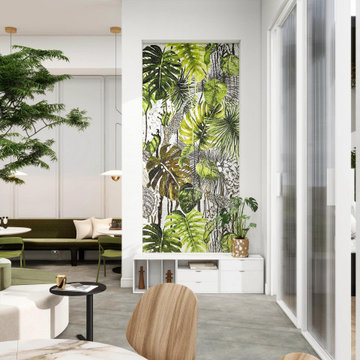 Custom Botanical Mosaic Feature Wall for Modern Interiors