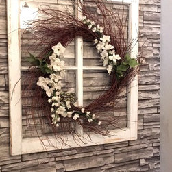DIY Farmhouse Style Window & Wreath - Wall Accents