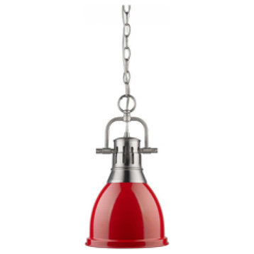 Chrome Duncan 1 Light Mini Pendant With Red Shade